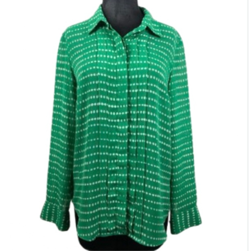 05 Green With White Polka Dot Blouse Size 4-6